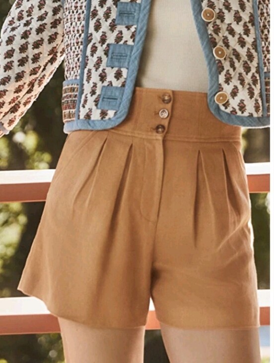 Veronica Beard Pants - Veronica Beard Alicia Pleated Linen-canvas High-rise Shorts 2 Camel Color